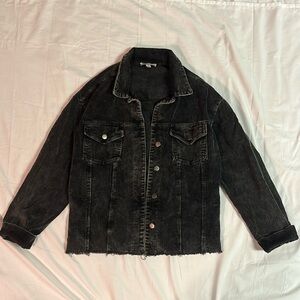 She and Sky black distressed cord shacket size M